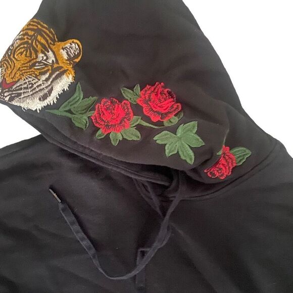 UNIQUE RARE Struggle Hoodie Embroidered Tiger & Roses Unisex L by Trendiano, O23 - Picture 4 of 11